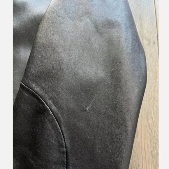 Wilsons Pelle Studio Leather Jacket Size M Vintage Black Leopard Lined Moto VTG - Picture 7 of 8